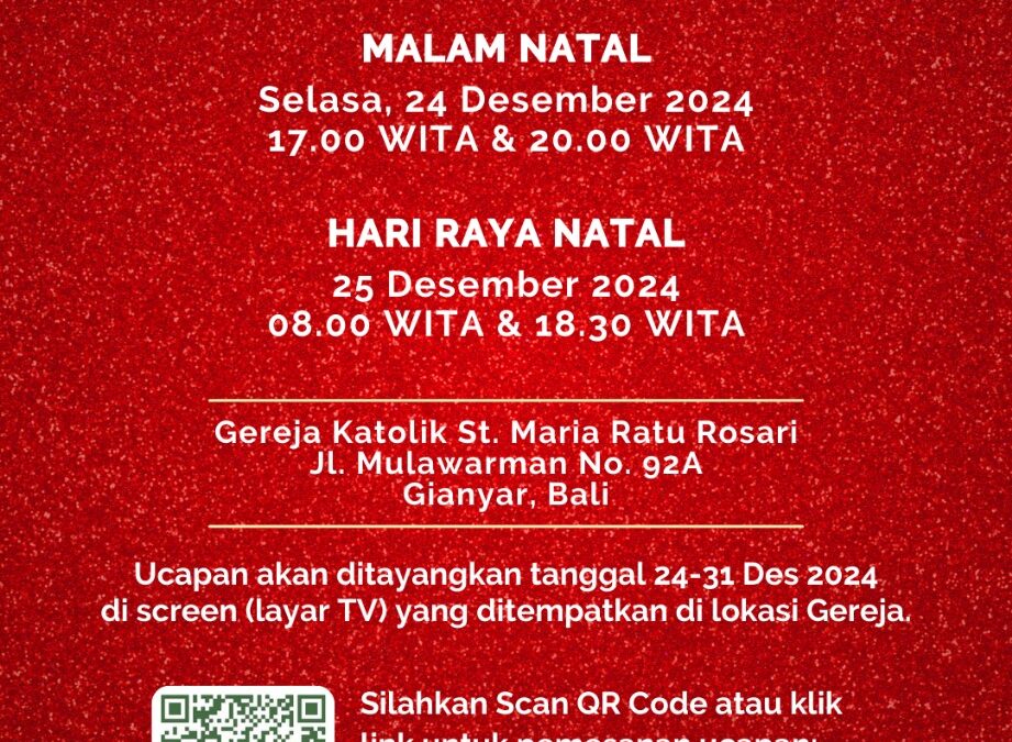 Kirimkan ucapkan selamat untuk acara Perayaan Natal Gereja St. Maria Ratu Rosari Bali